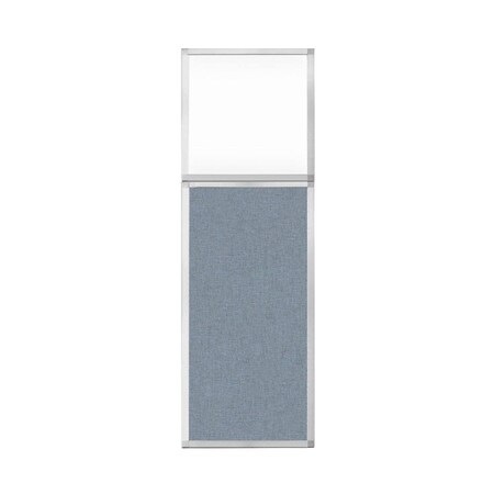Versare Hush Panel Configurable Cubicle Partition 2' x 6' W/ Window Powder Blue Fabric Clear Window 1852204-2